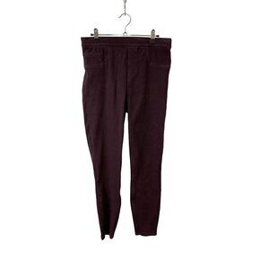 Spanx Women's Wine Maroon Pullover Jeggings Pockets Stretch Shaping Size Large